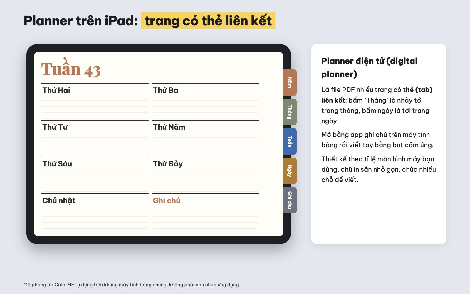Digital planner trên iPad có tab liên kết