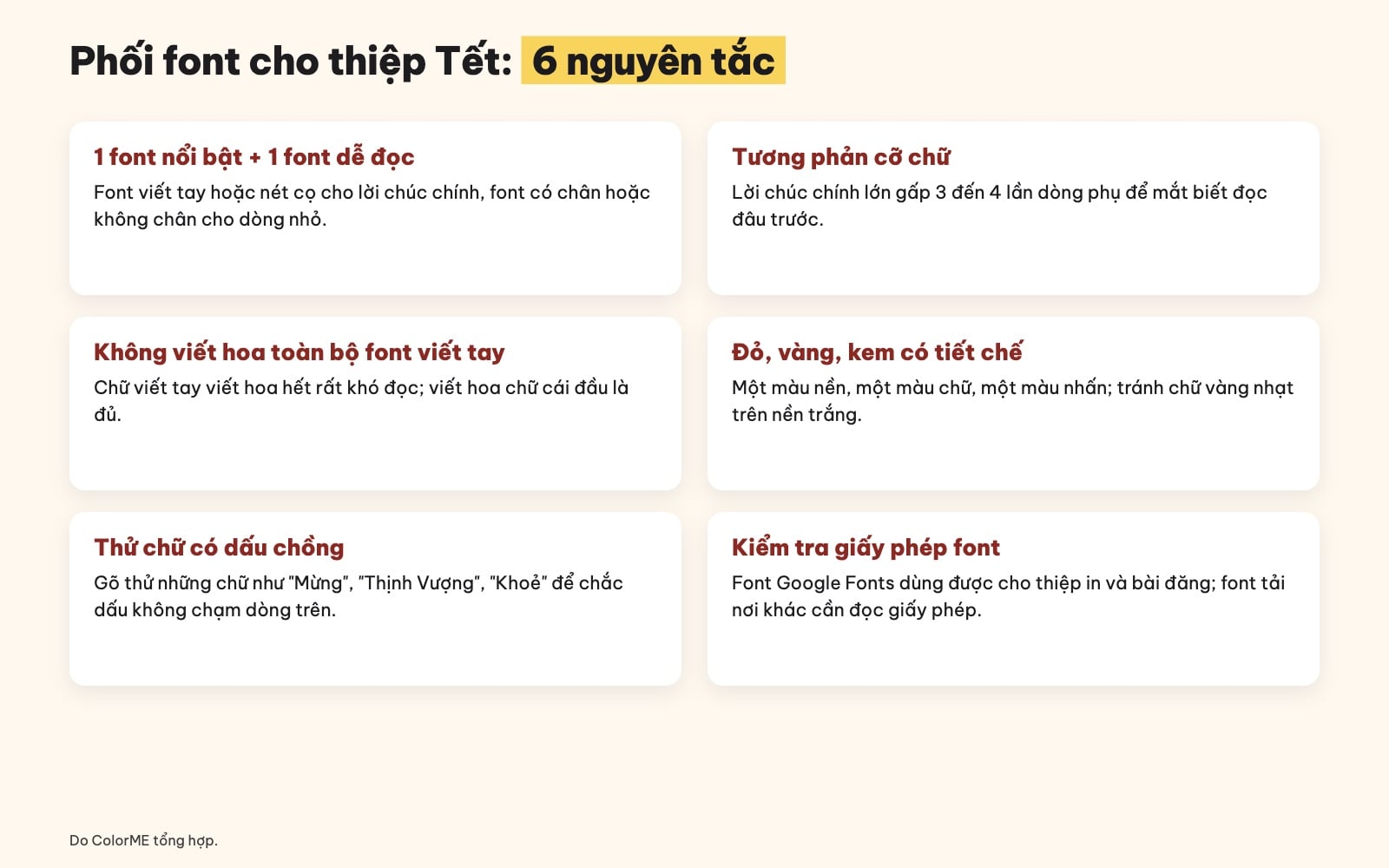 Cách phối font cho thiệp Tết