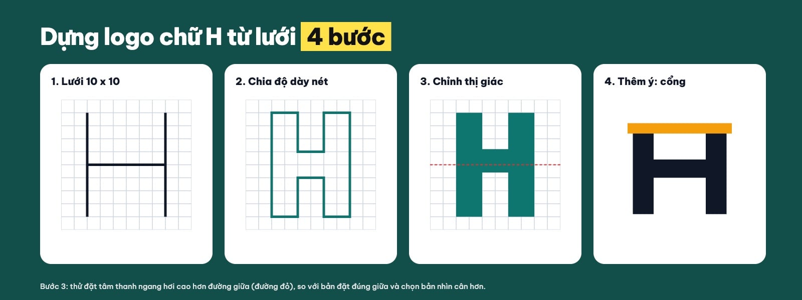 Cách dựng logo chữ H từ lưới