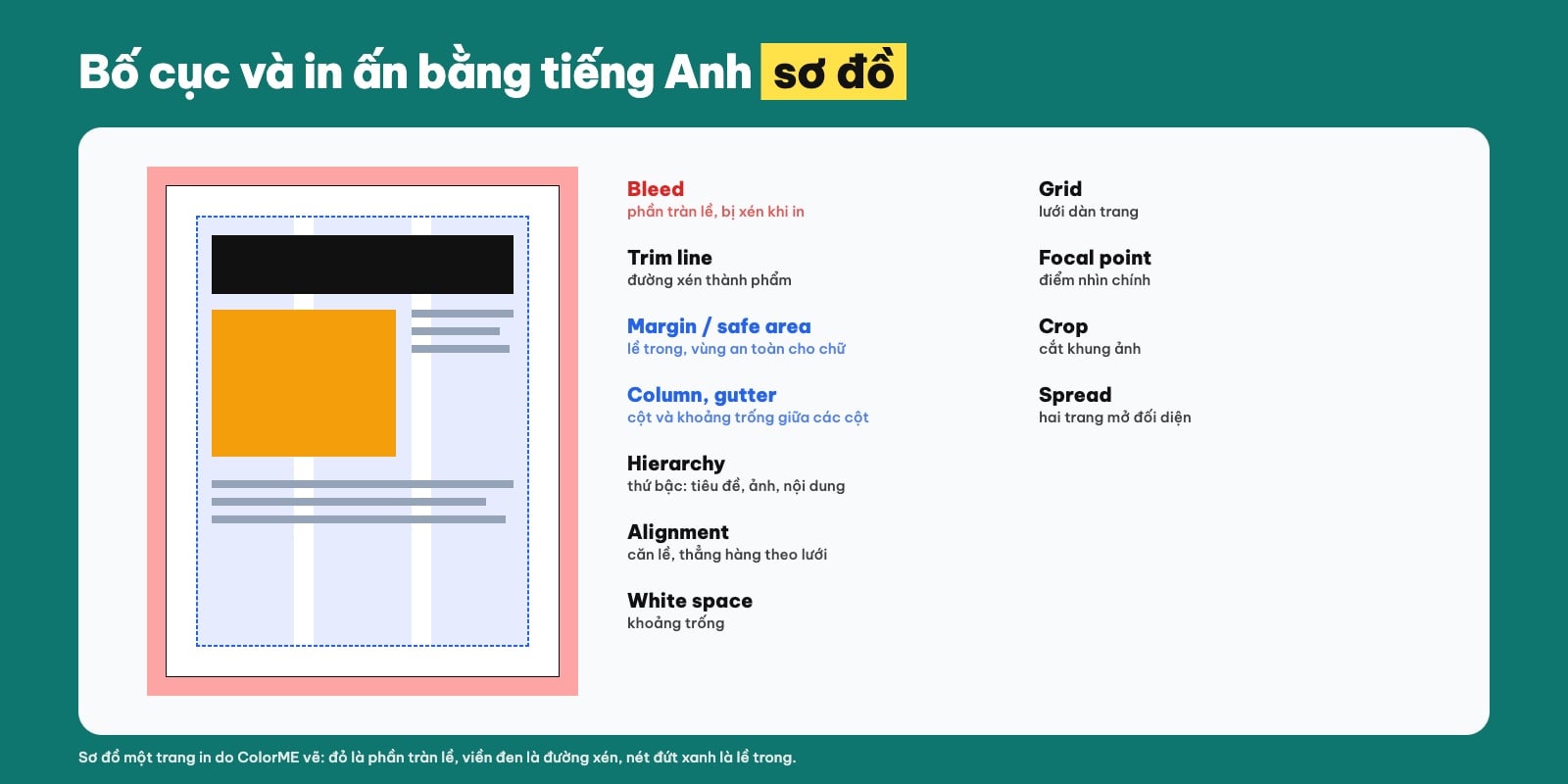Từ vựng tiếng Anh bố cục: bleed, margin, gutter, grid