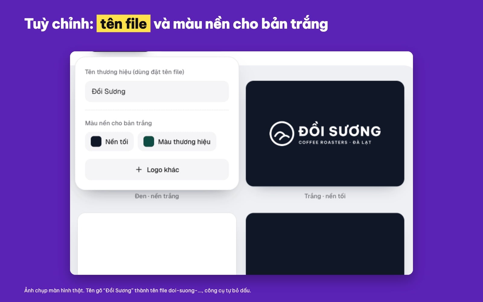 Đặt tên file logo và màu nền cho bản logo trắng