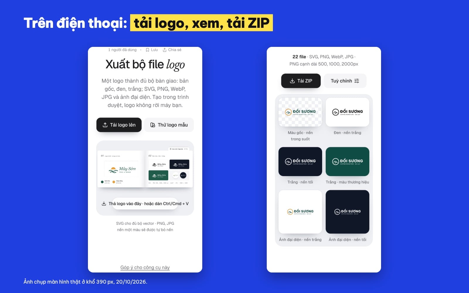 Xuất file logo trên điện thoại