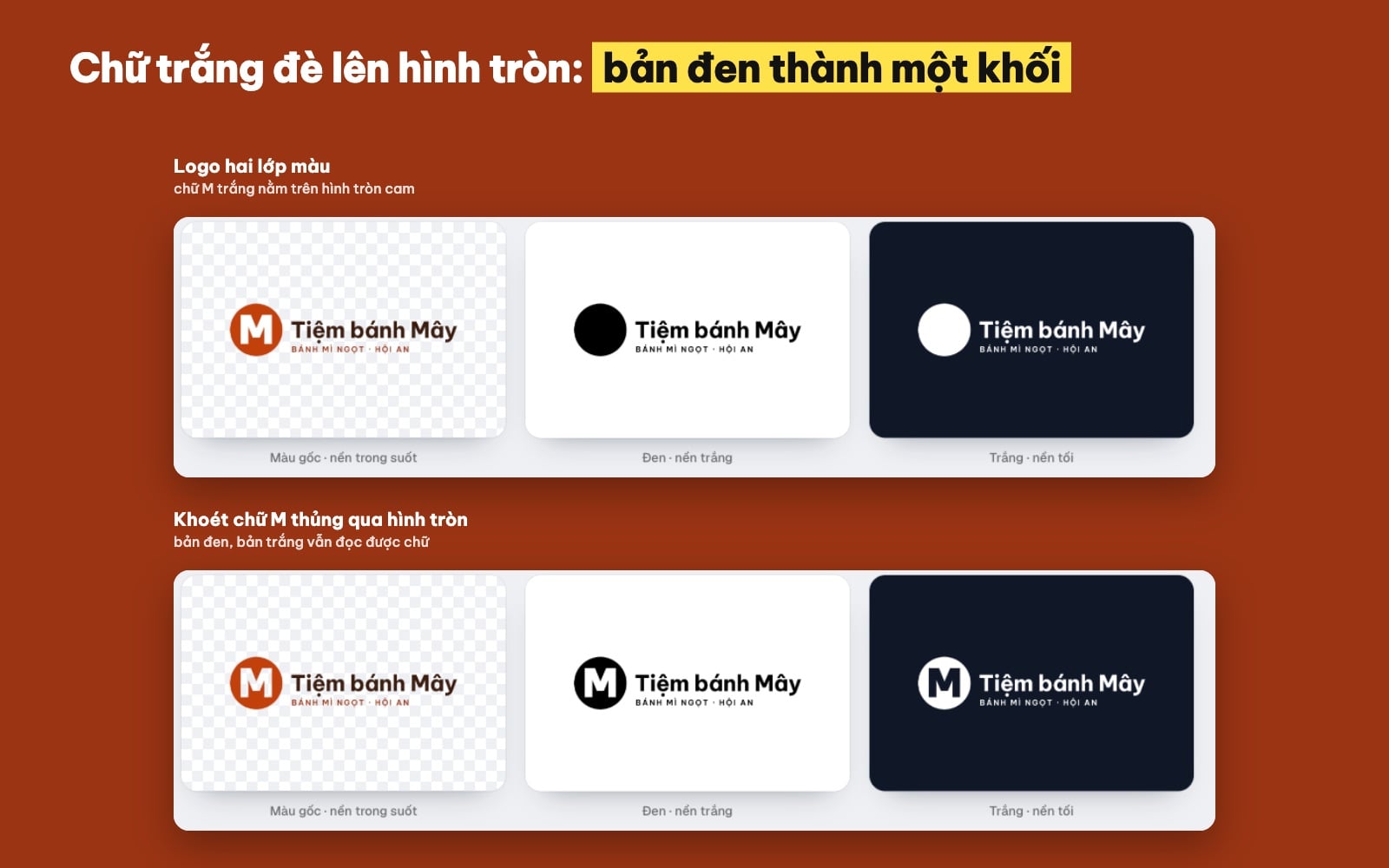 Logo chữ trắng trên hình tròn bị nhập khối khi xuất bản đen trắng