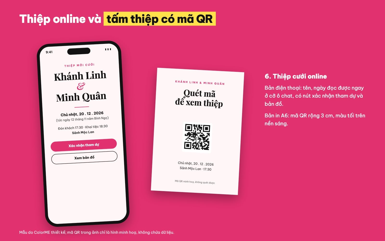 Thiệp cưới online và thiệp in có mã QR