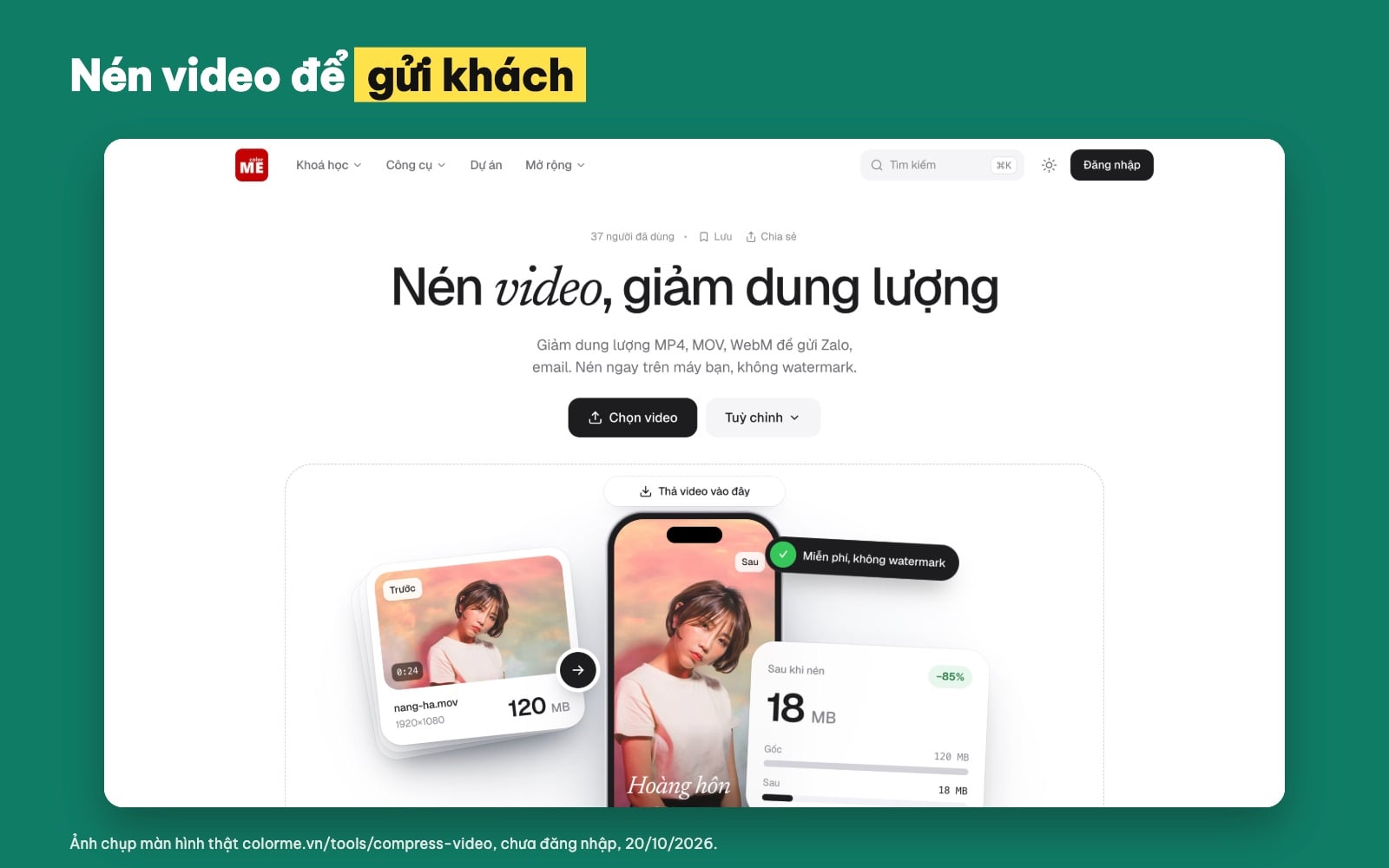 Nén video online để gửi khách