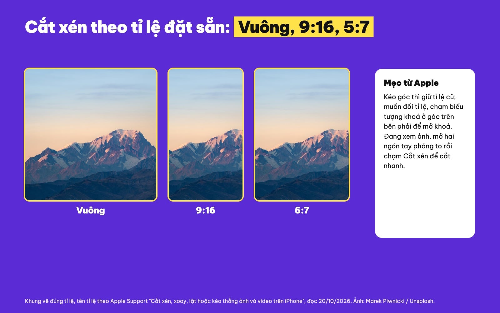 Cắt ảnh trên iPhone theo tỉ lệ vuông, 9:16, 5:7