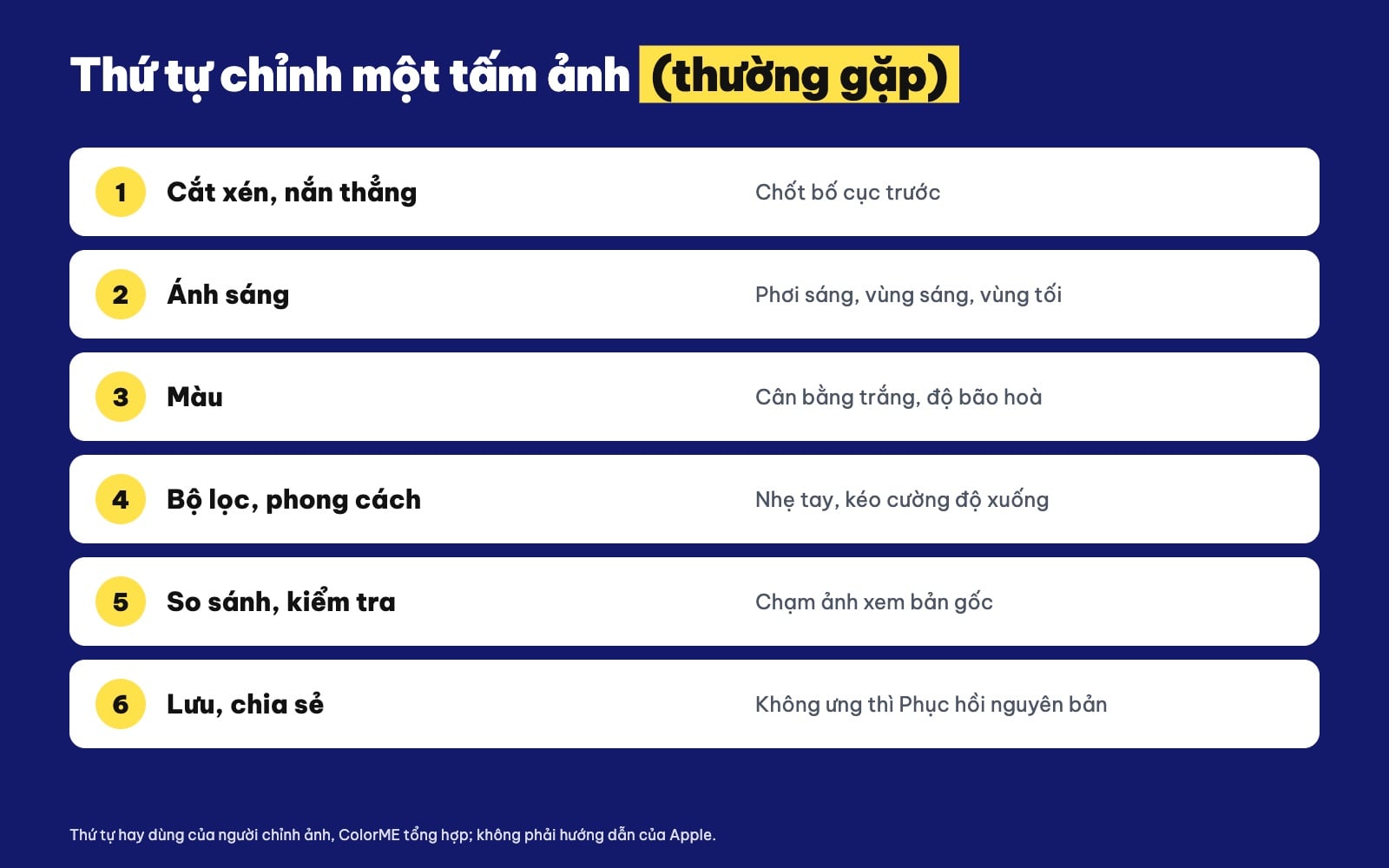 Thứ tự chỉnh ảnh đẹp trên điện thoại