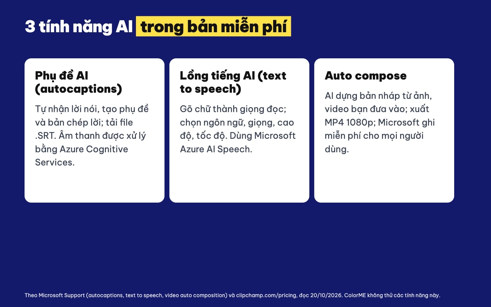 Tính năng AI trong Clipchamp: phụ đề, lồng tiếng