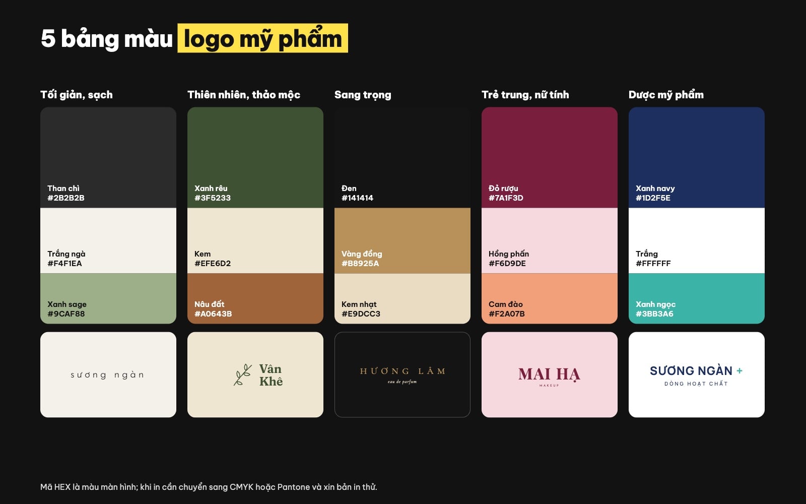 Bảng màu cho logo mỹ phẩm