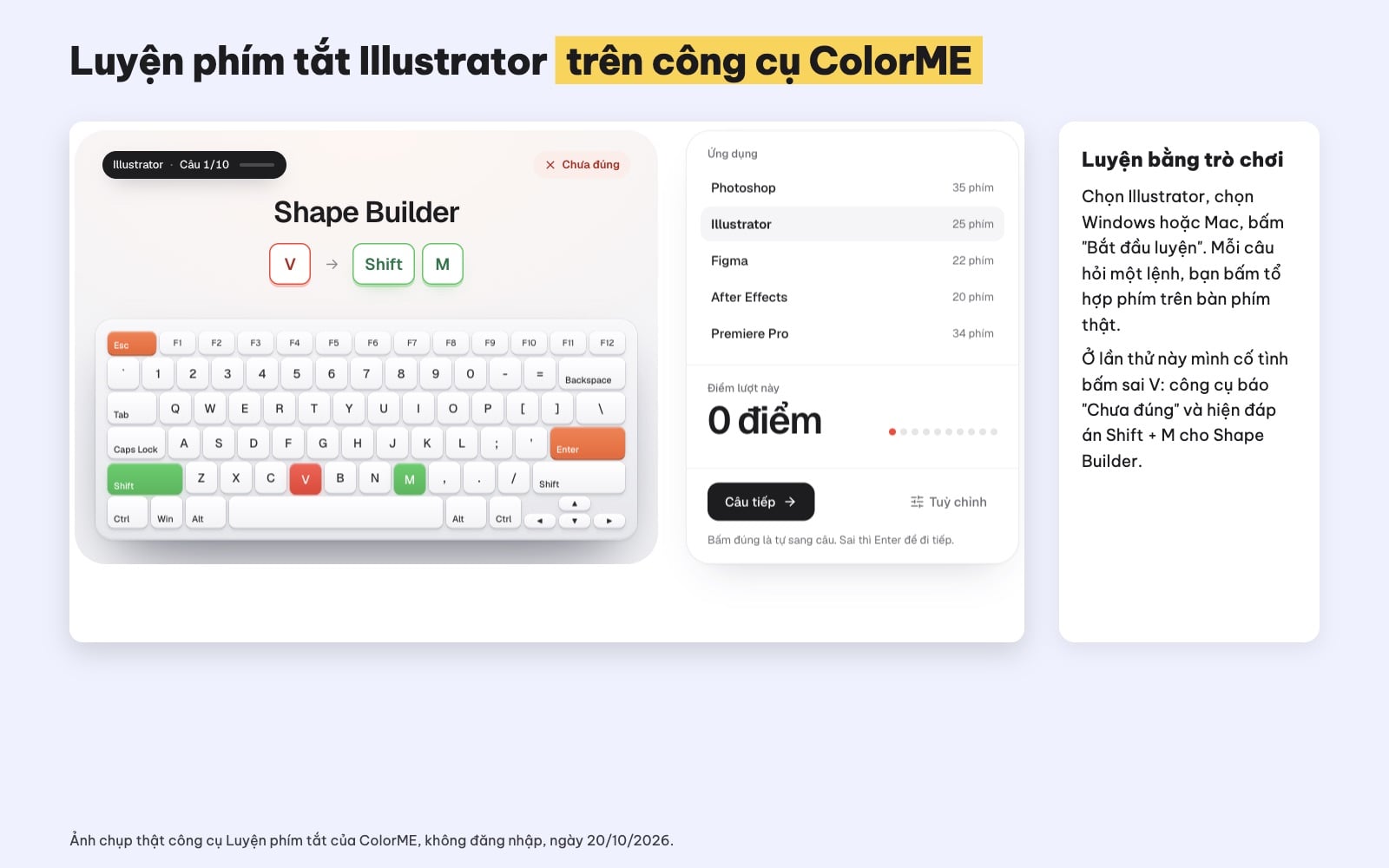 Luyện phím tắt Illustrator online