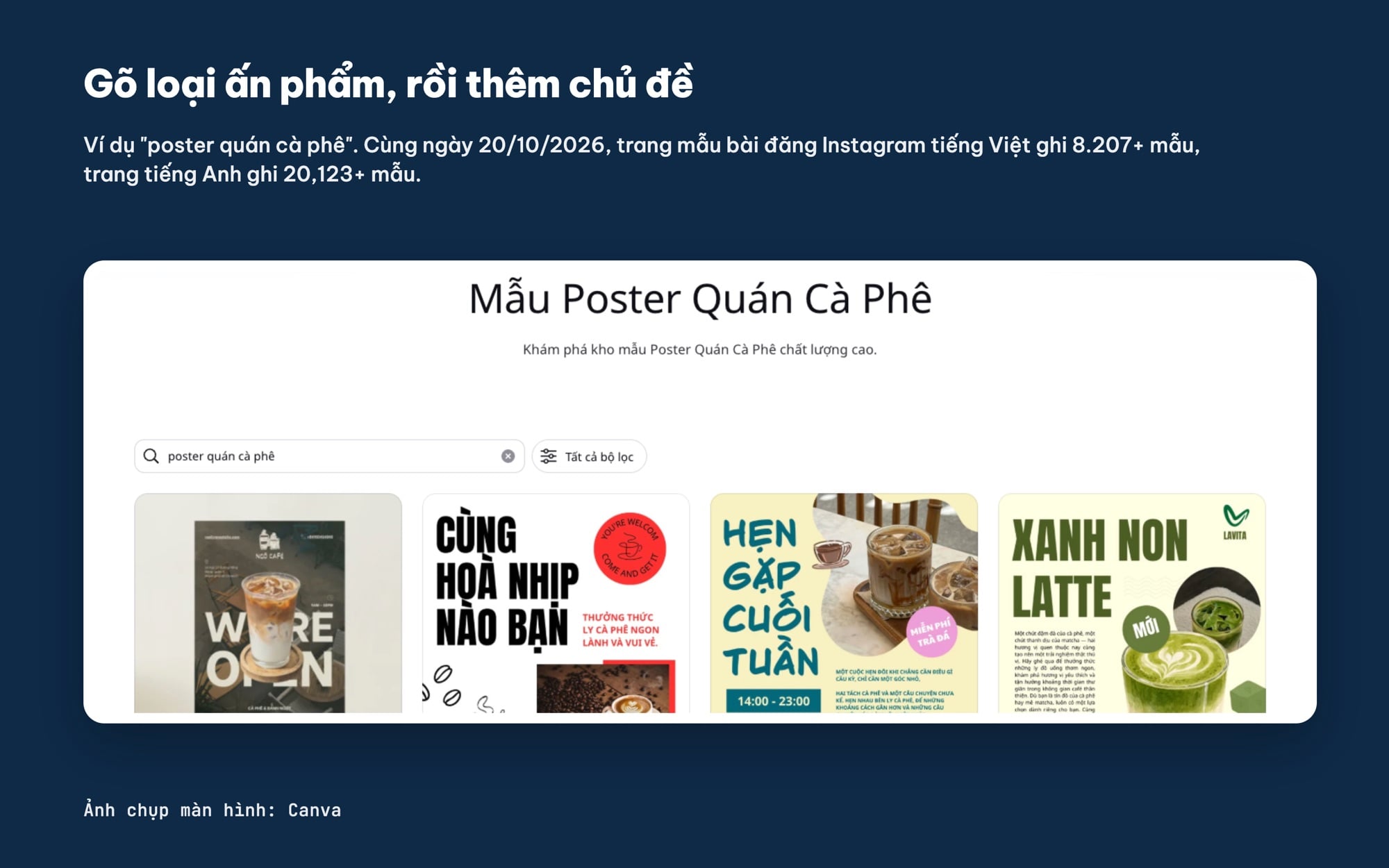 Tìm mẫu poster quán cà phê trên Canva
