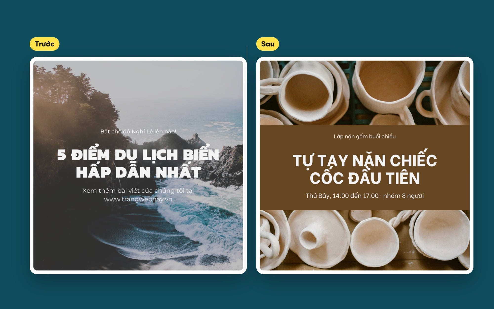Mẫu Canva bài đăng Instagram trước và sau khi tùy biến