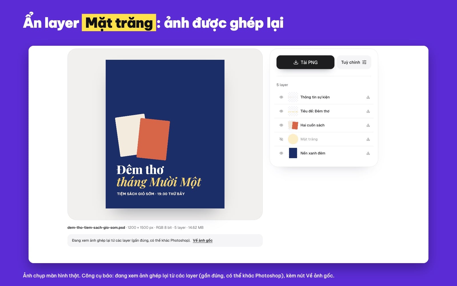 Ẩn hiện layer trong file PSD online