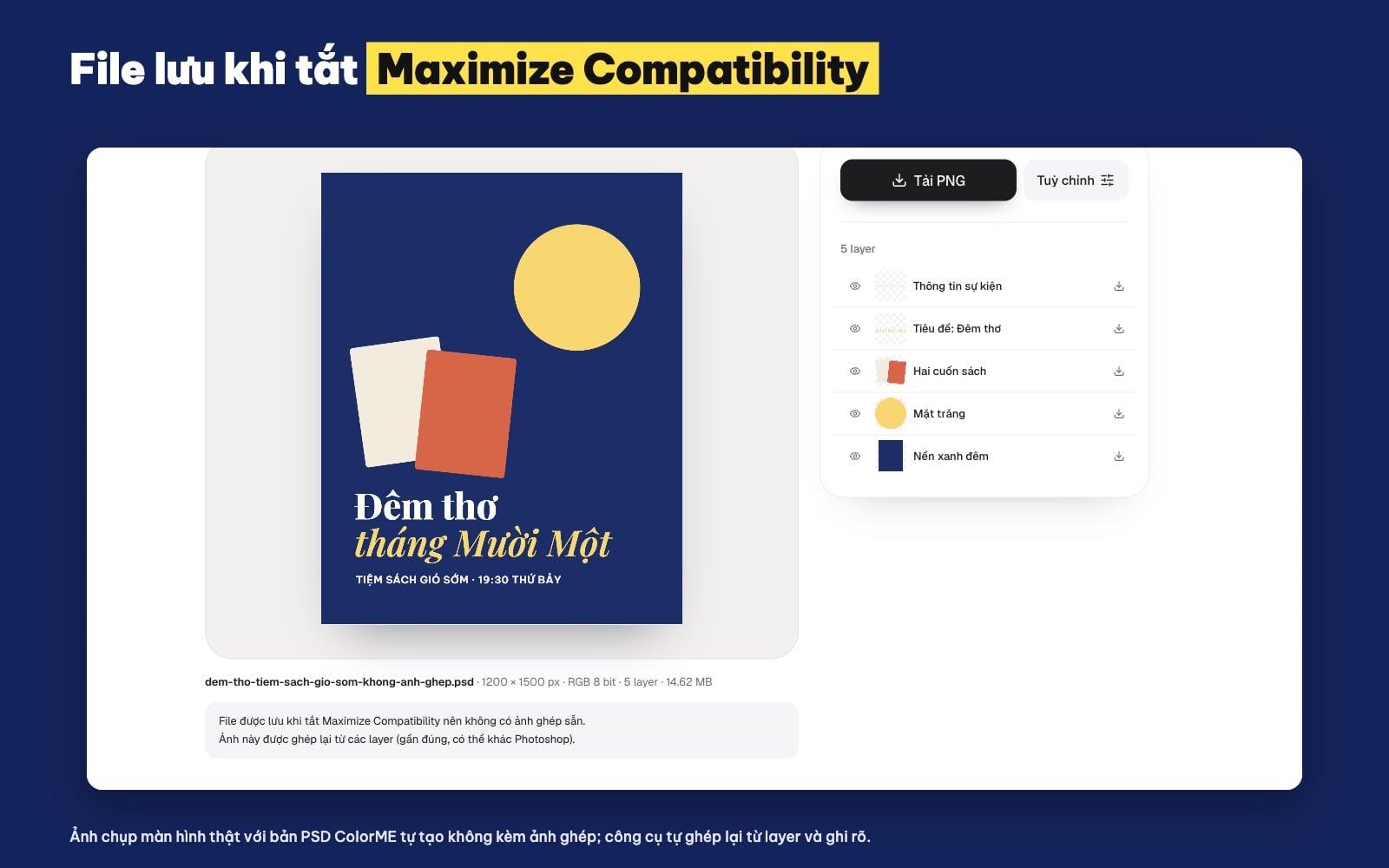 File PSD báo không có ảnh ghép Maximize Compatibility
