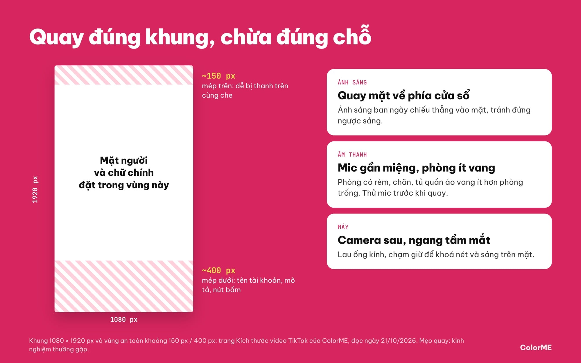 Khung quay video TikTok 9:16 và vùng an toàn cho chữ