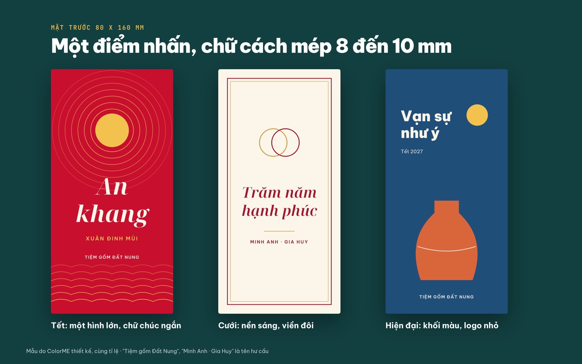 Ba mẫu thiết kế mặt trước bao lì xì 8 x 16 cm