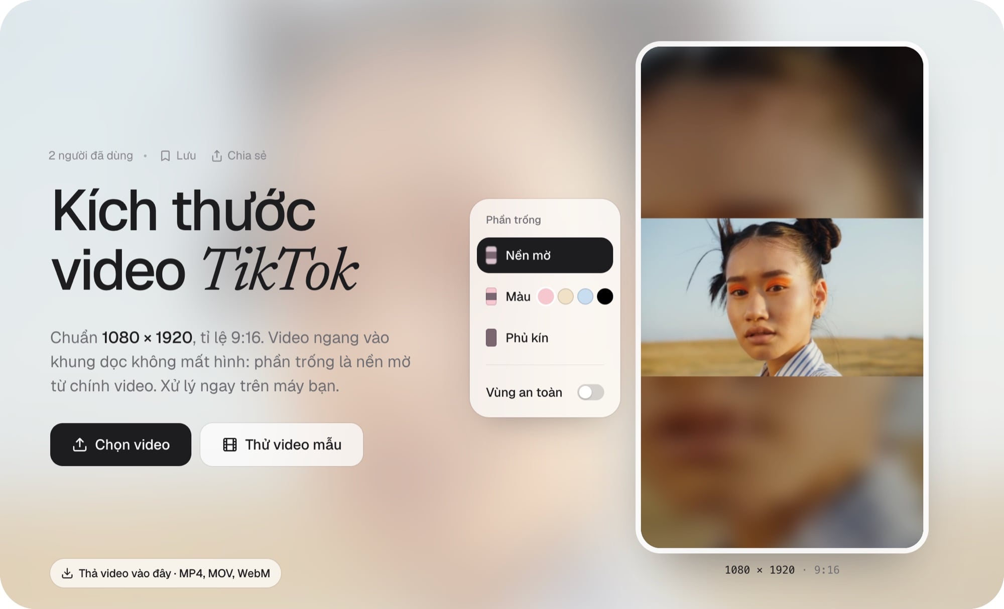 Đổi video ngang sang khung dọc 9:16 cho TikTok