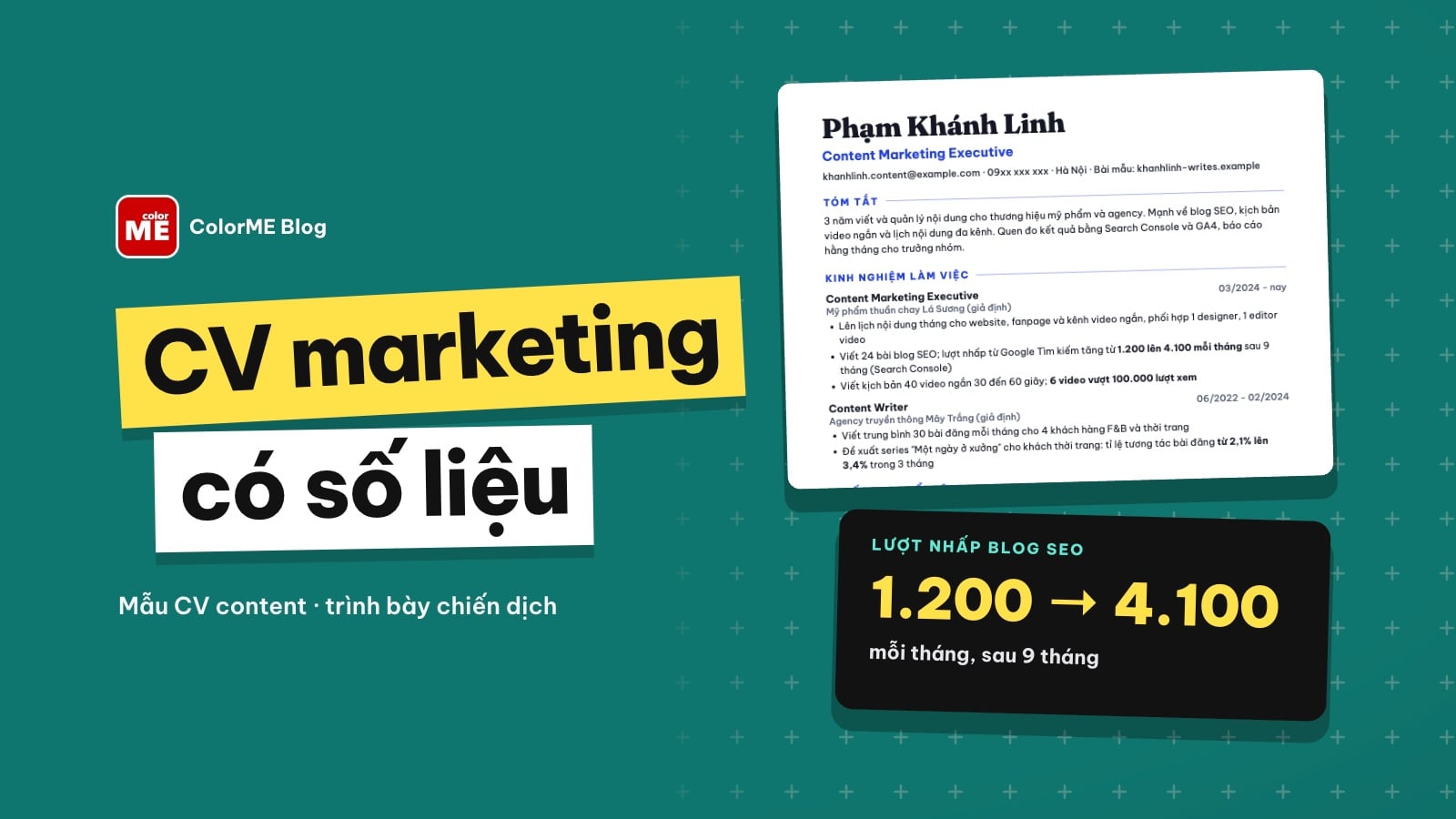 CV marketing, content: mẫu và cách trình bày số liệu, chiến dịch