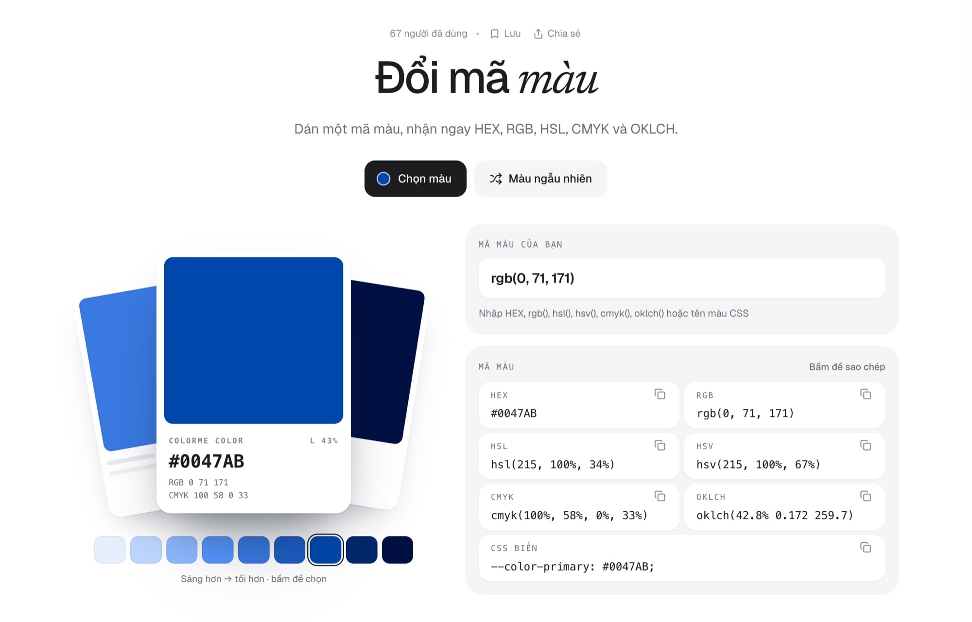 Công cụ đổi mã màu RGB sang HEX CMYK