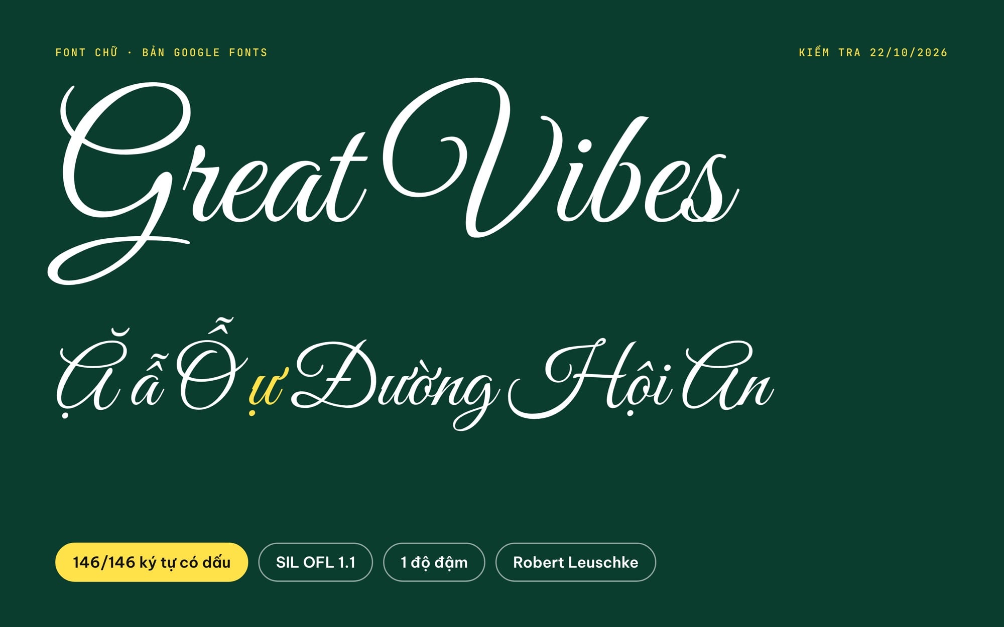 Font chữ Great Vibes có dấu tiếng Việt