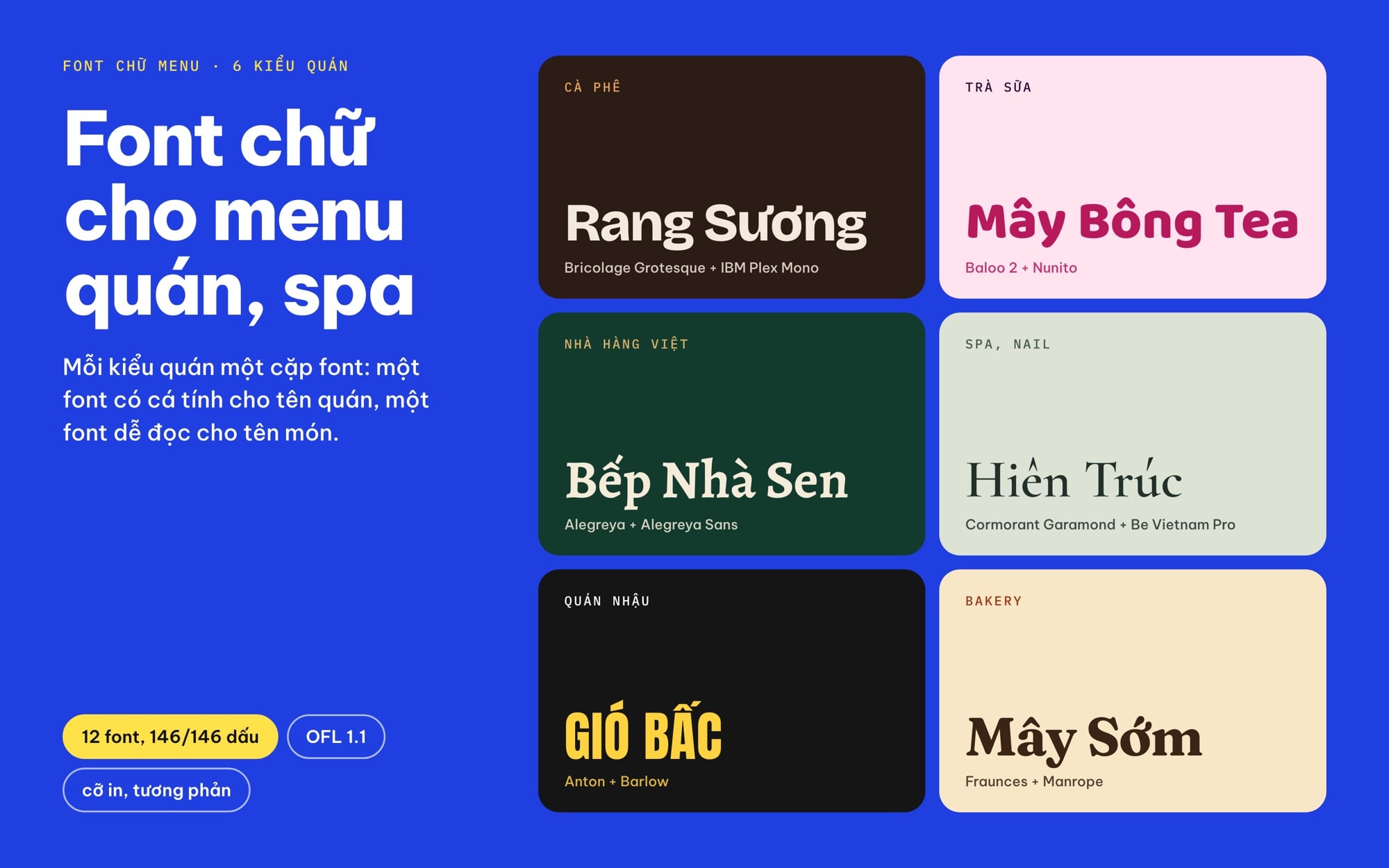 Font chữ menu đẹp cho quán cà phê, trà sữa, nhà hàng, spa, quán nhậu, tiệm bánh