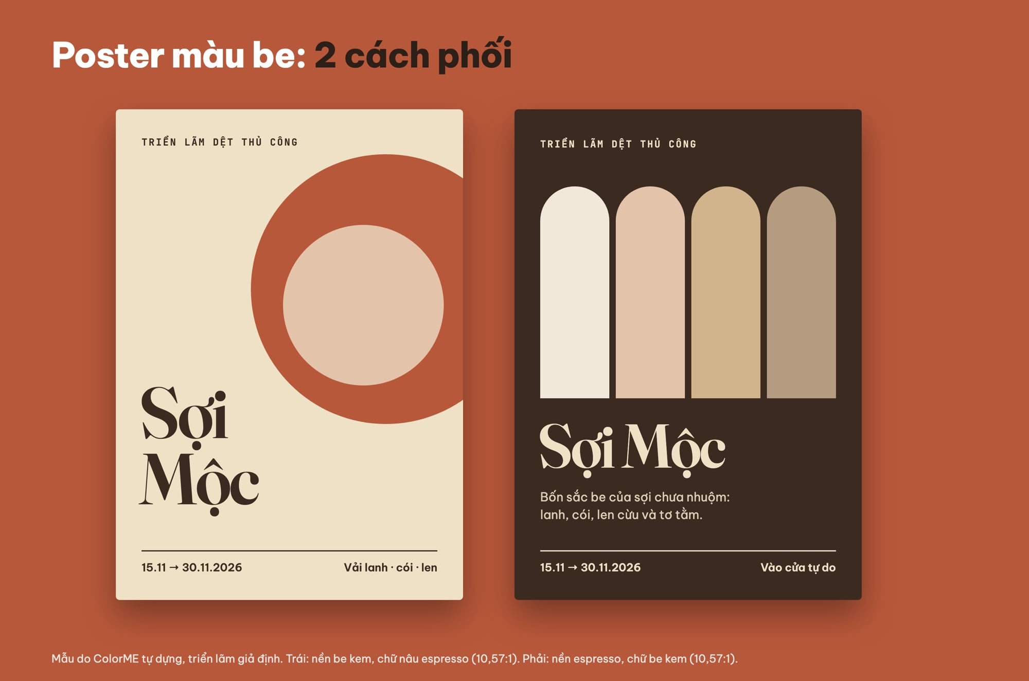 Mẫu poster màu be với nâu espresso và đất nung
