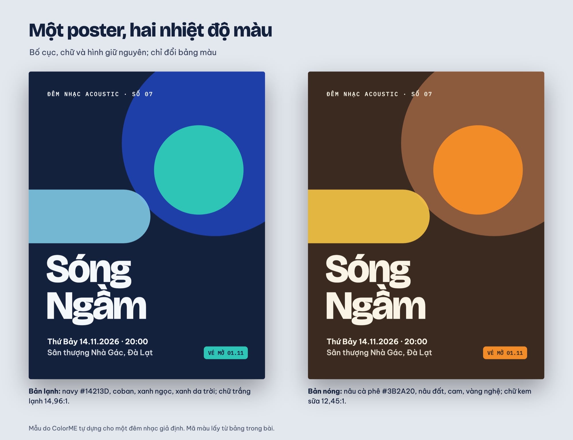 Poster bảng màu lạnh và bảng màu nóng cùng bố cục