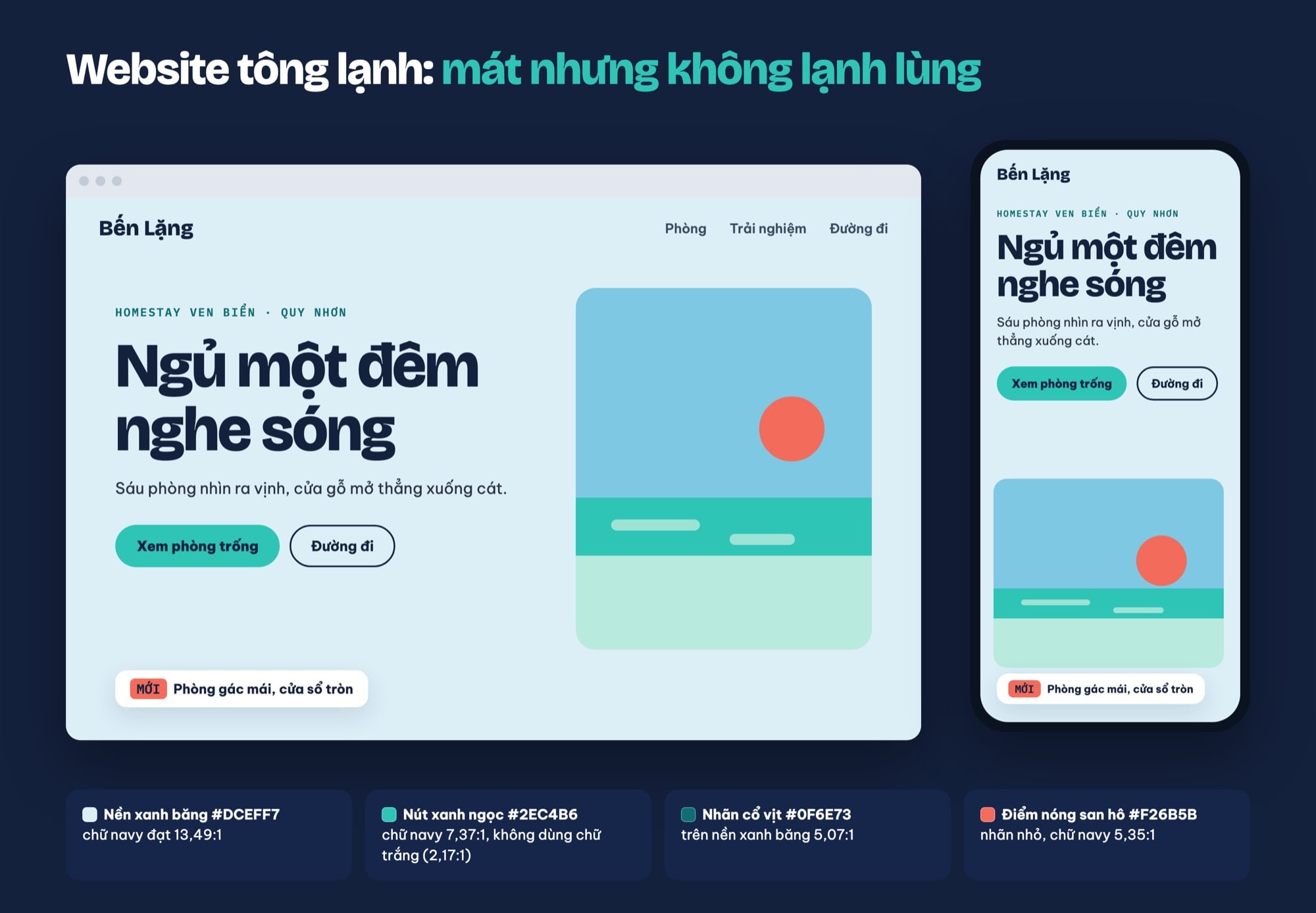 Mẫu website màu xanh băng, xanh ngọc, navy