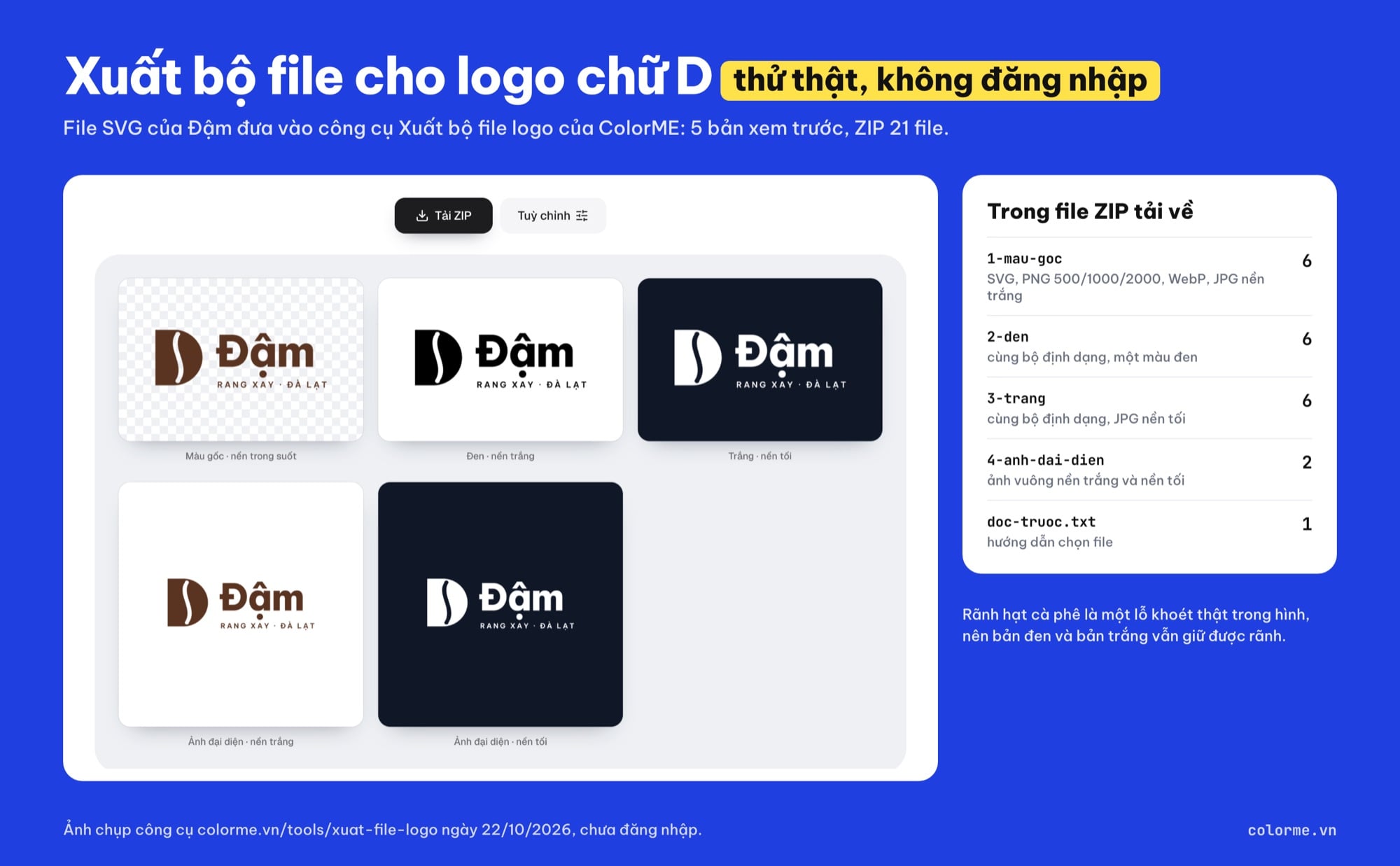 Xuất bộ file logo chữ D: SVG, PNG, JPG bản màu, đen, trắng
