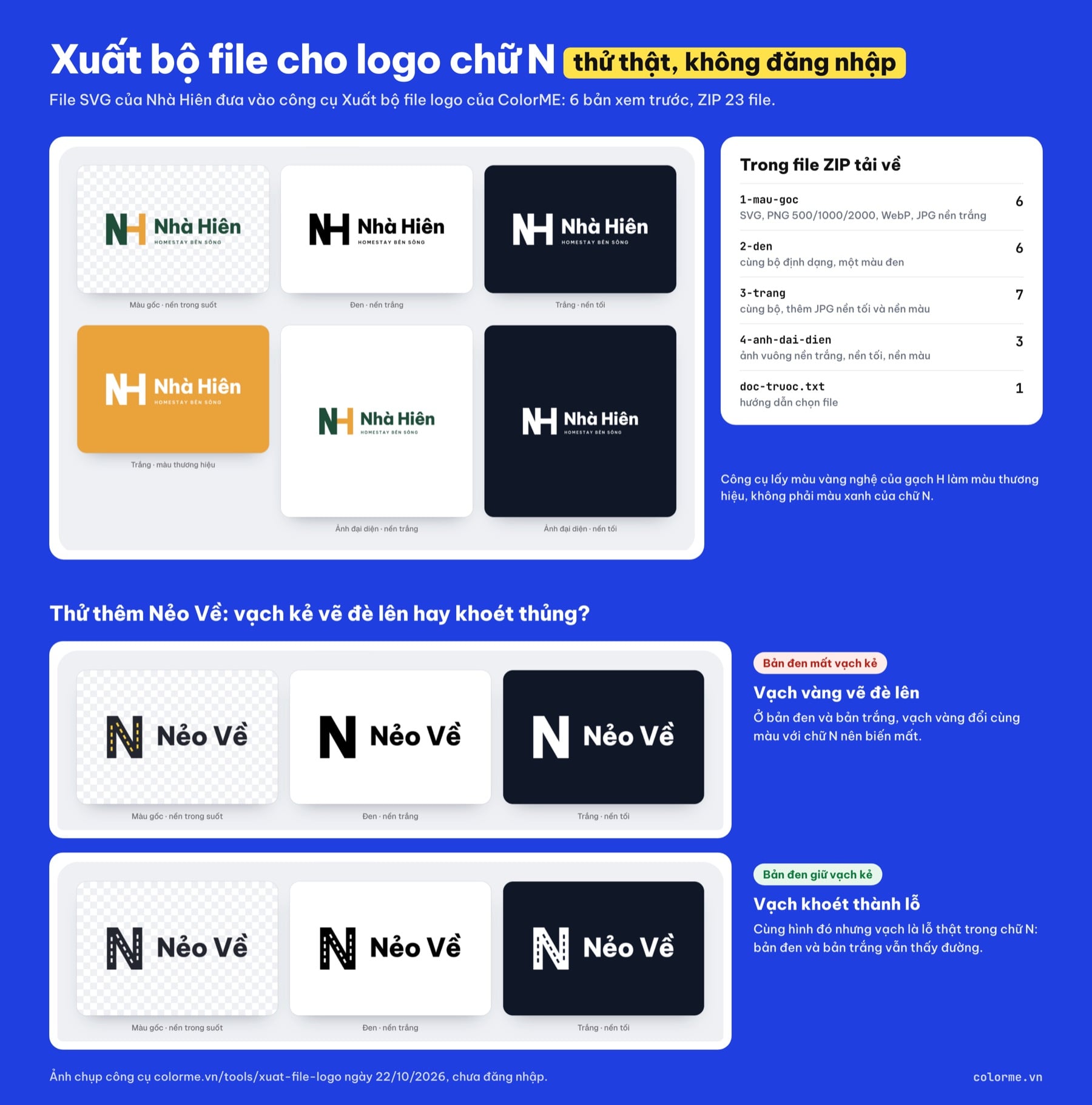 Xuất bộ file logo chữ N: bản màu, đen, trắng, ảnh đại diện