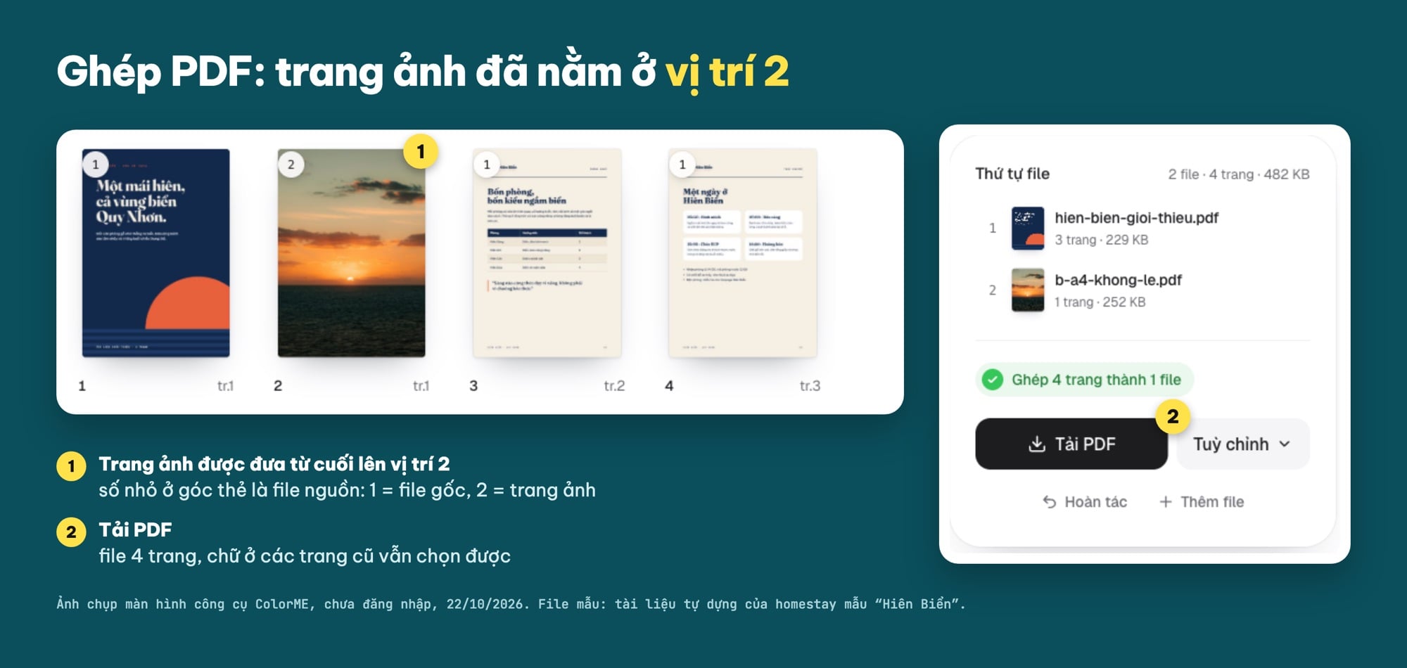 Ghép trang ảnh vào giữa file PDF có sẵn ở vị trí trang 2