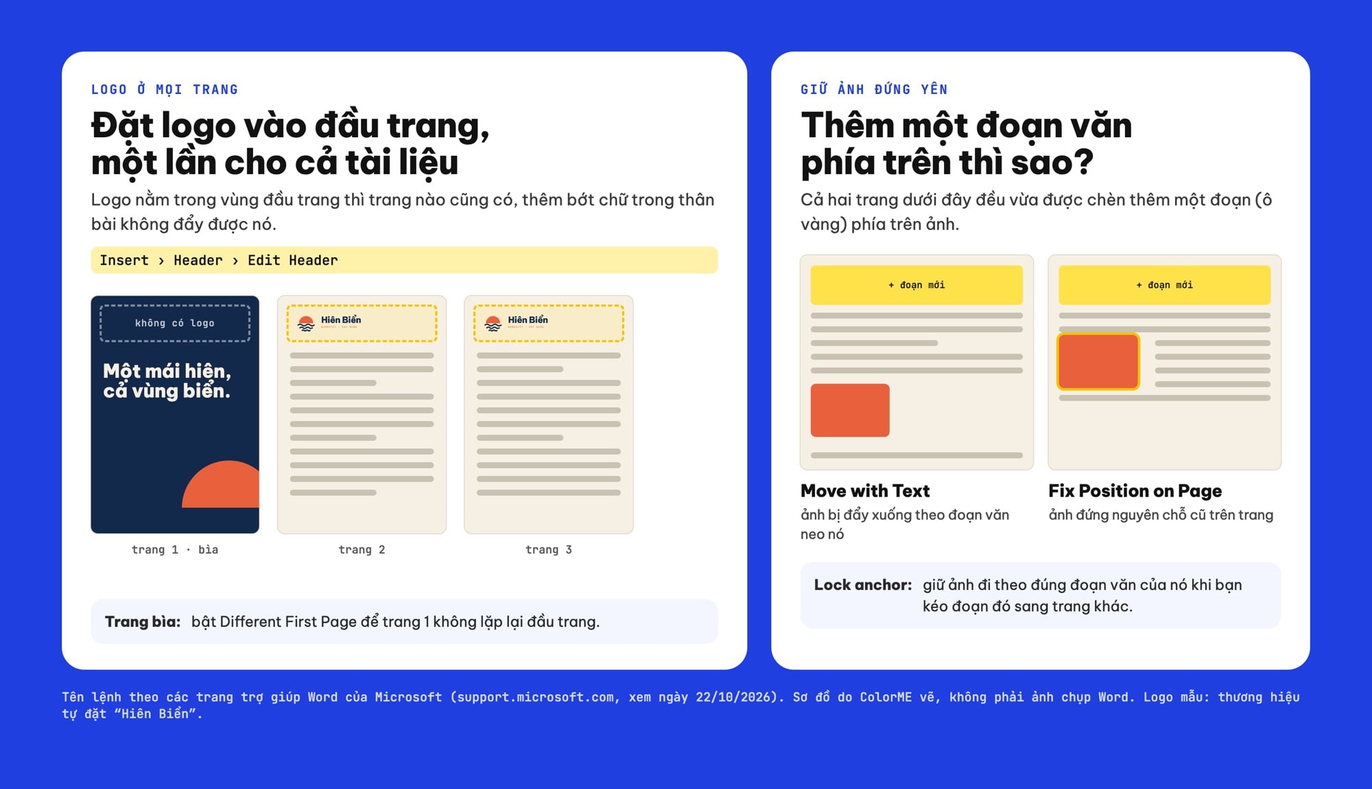 Chèn logo vào đầu trang Word để hiện ở mọi trang và cố định vị trí ảnh