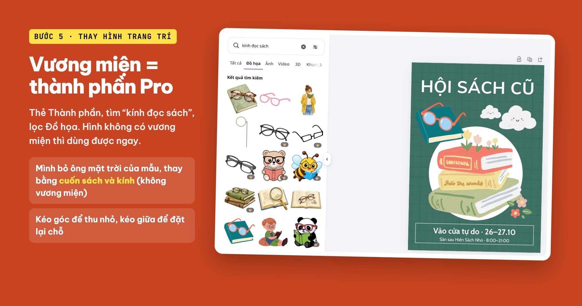 Thay hình trang trí trên poster Canva