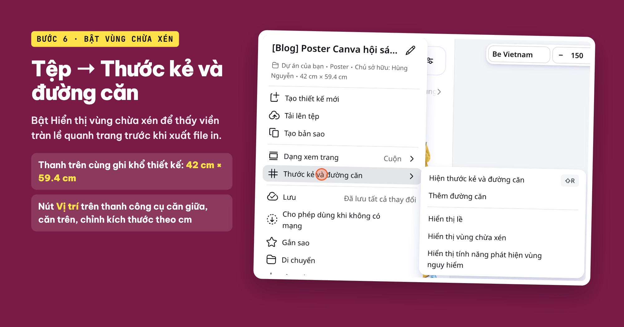 Bật hiển thị vùng chừa xén trên Canva