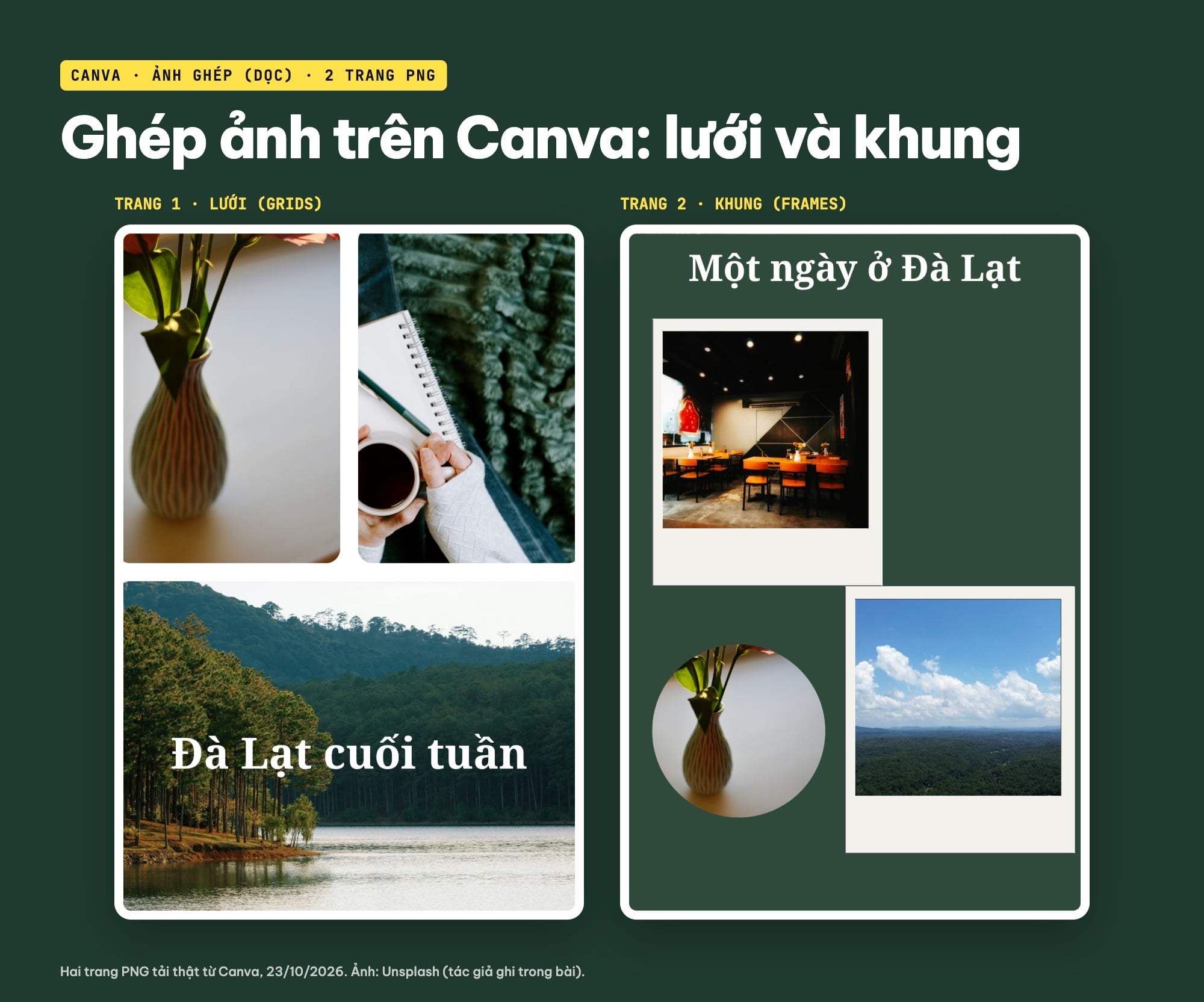 Ghép ảnh trên Canva bằng lưới và khung