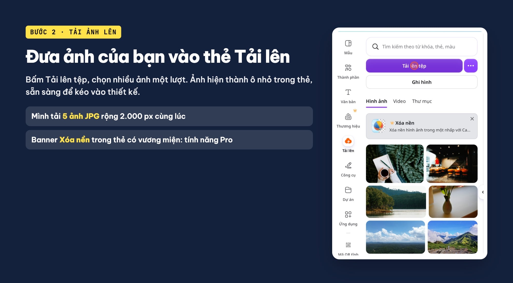 Tải ảnh lên Canva để ghép