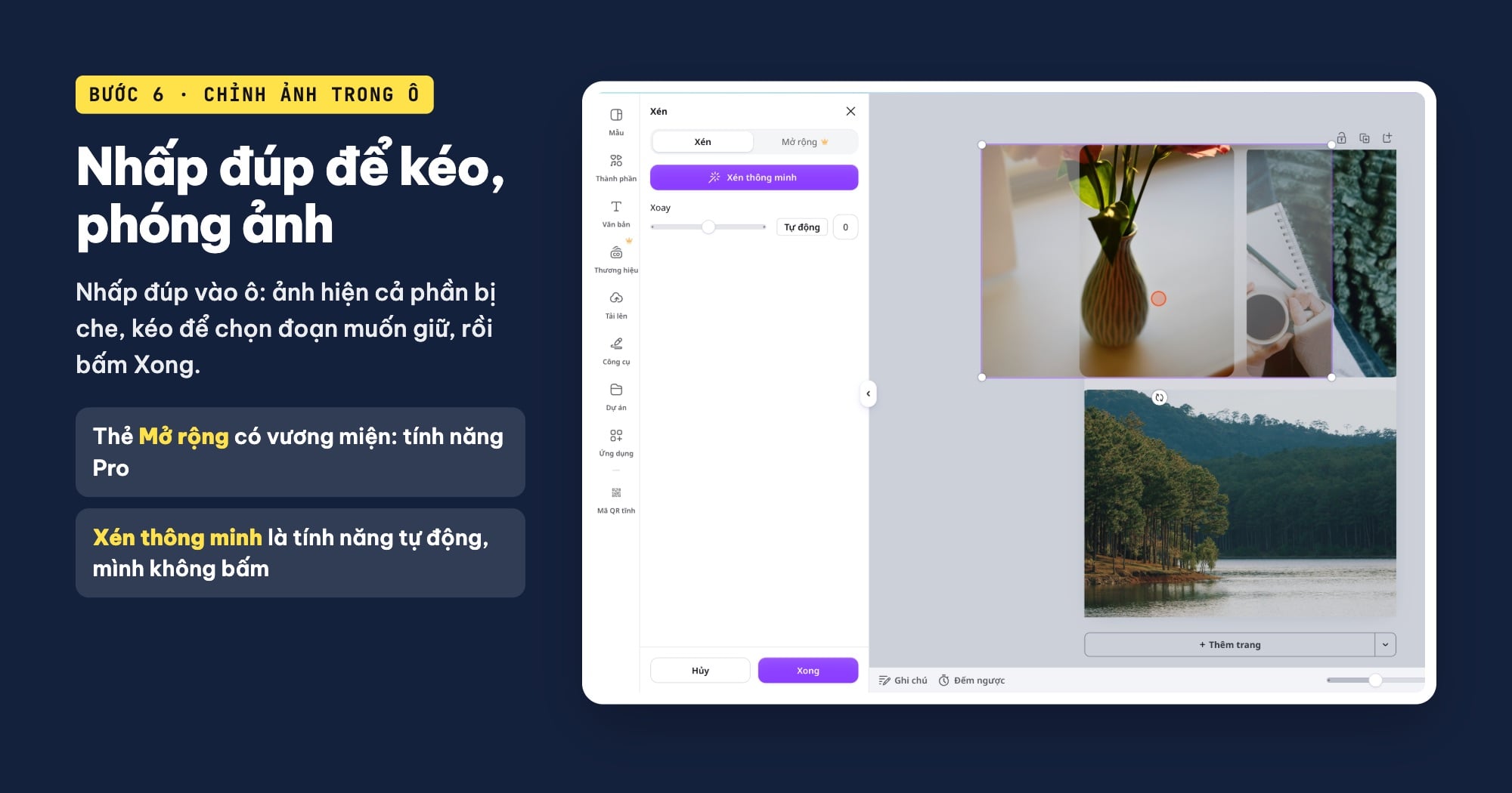 Chỉnh vị trí ảnh trong ô lưới Canva