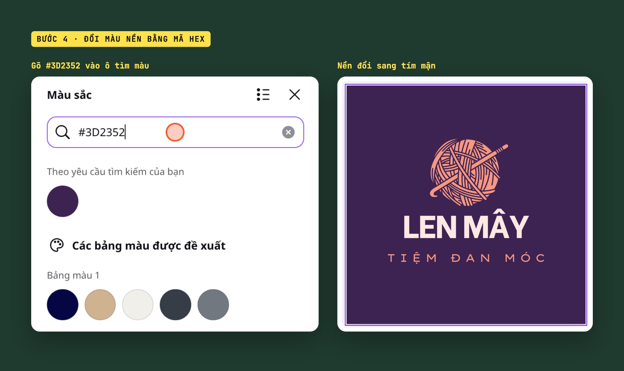 Đổi màu logo bằng mã HEX trên Canva
