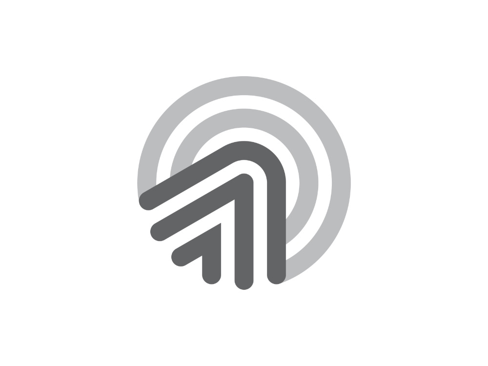 Logo Circles & Arrows: các cung tròn đồng tâm xám nhạt và ba nét mũi tên xám đậm chạy lên phải