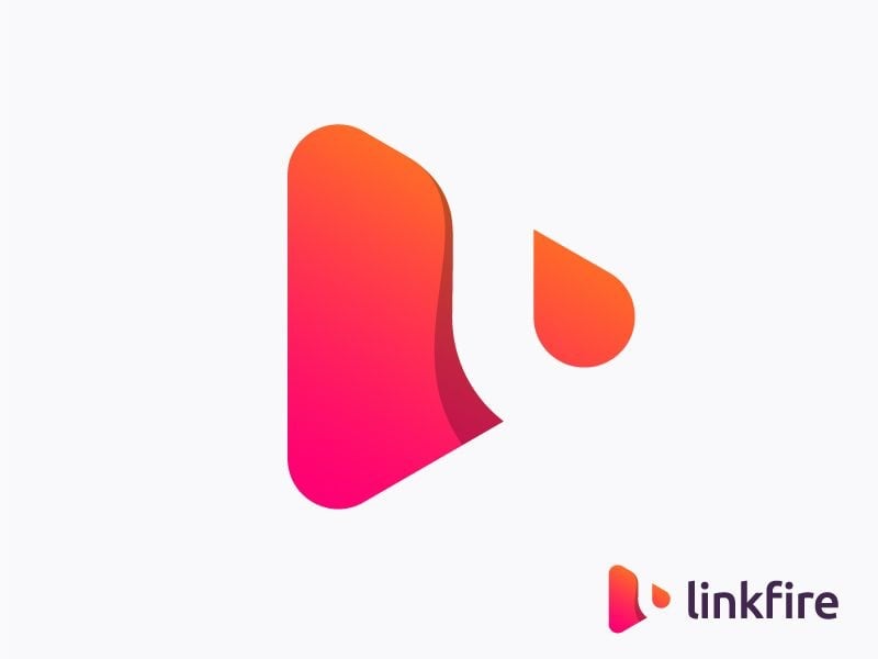 Phác thảo logo của Vadim Carazan: chữ l thường cam hồng có cạnh phải là nút play, cạnh trên chữ là một giọt lửa