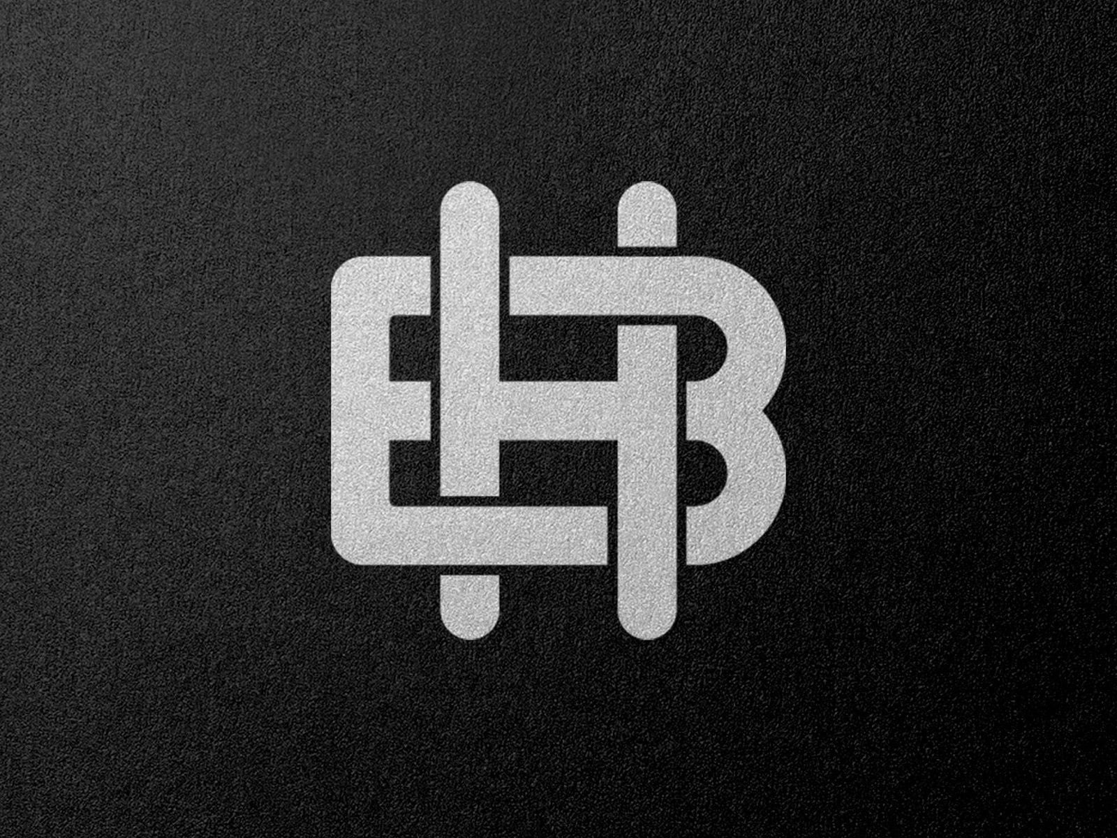Monogram BH trắng trên nền đen nhám: hai nét đứng của chữ H đan qua chữ B như dây bện