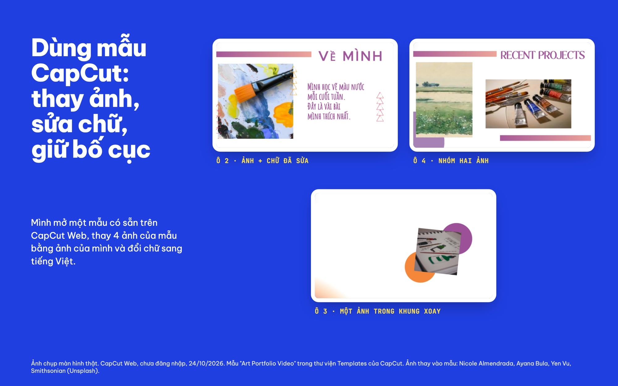Mẫu CapCut đã thay ảnh và sửa chữ trên CapCut Web