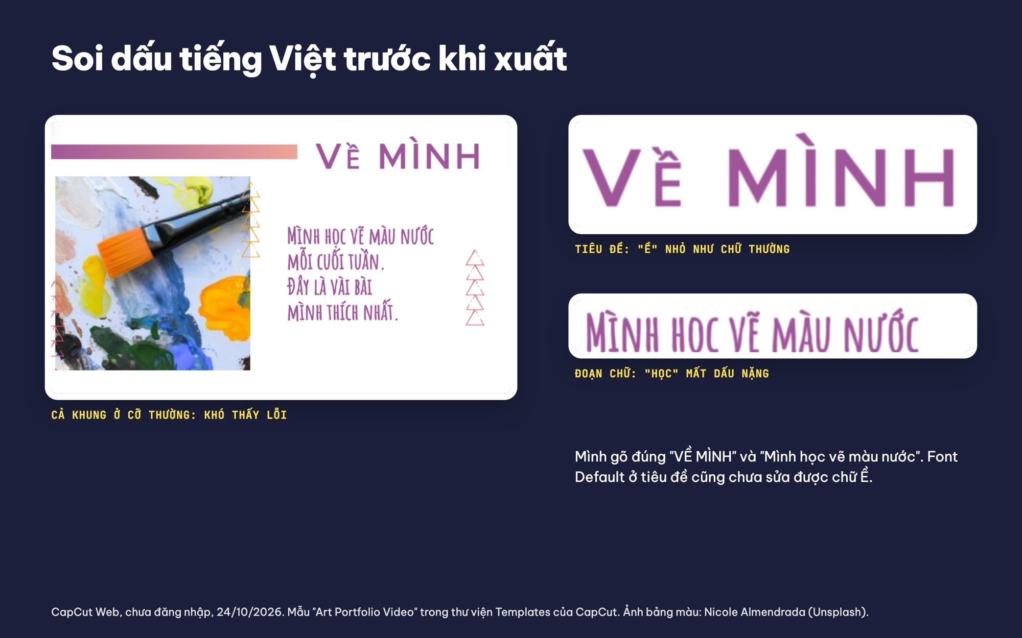Lỗi dấu tiếng Việt khi sửa chữ trong mẫu CapCut