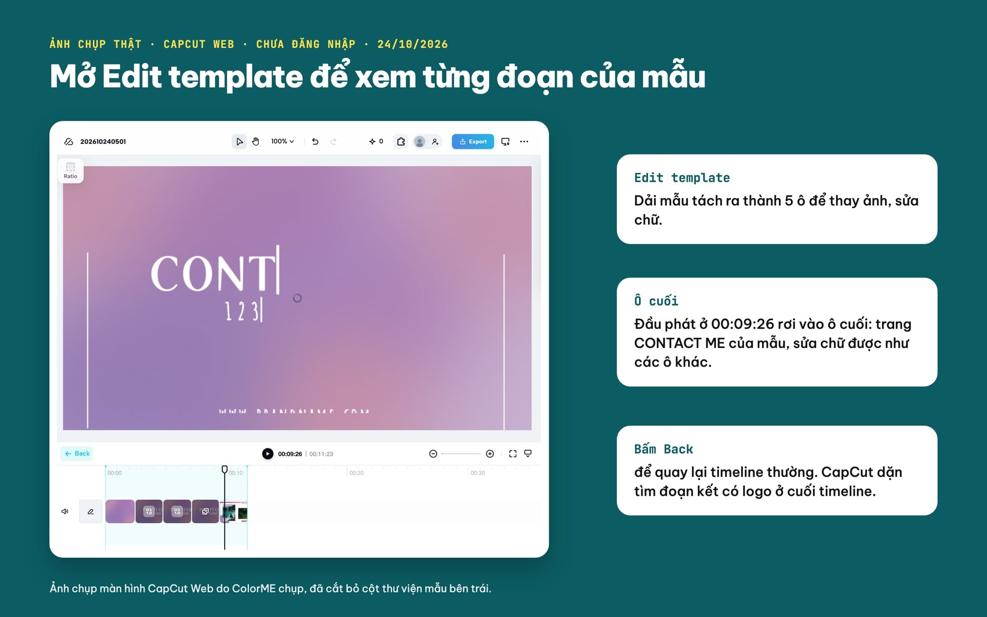 Edit template trên CapCut Web hiện các ô của mẫu