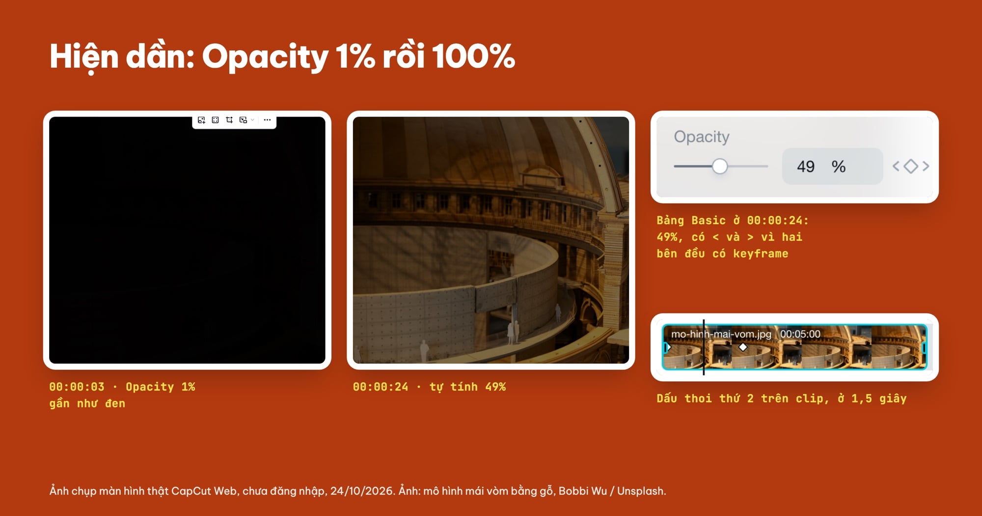 Keyframe Opacity cho ảnh hiện dần trong CapCut