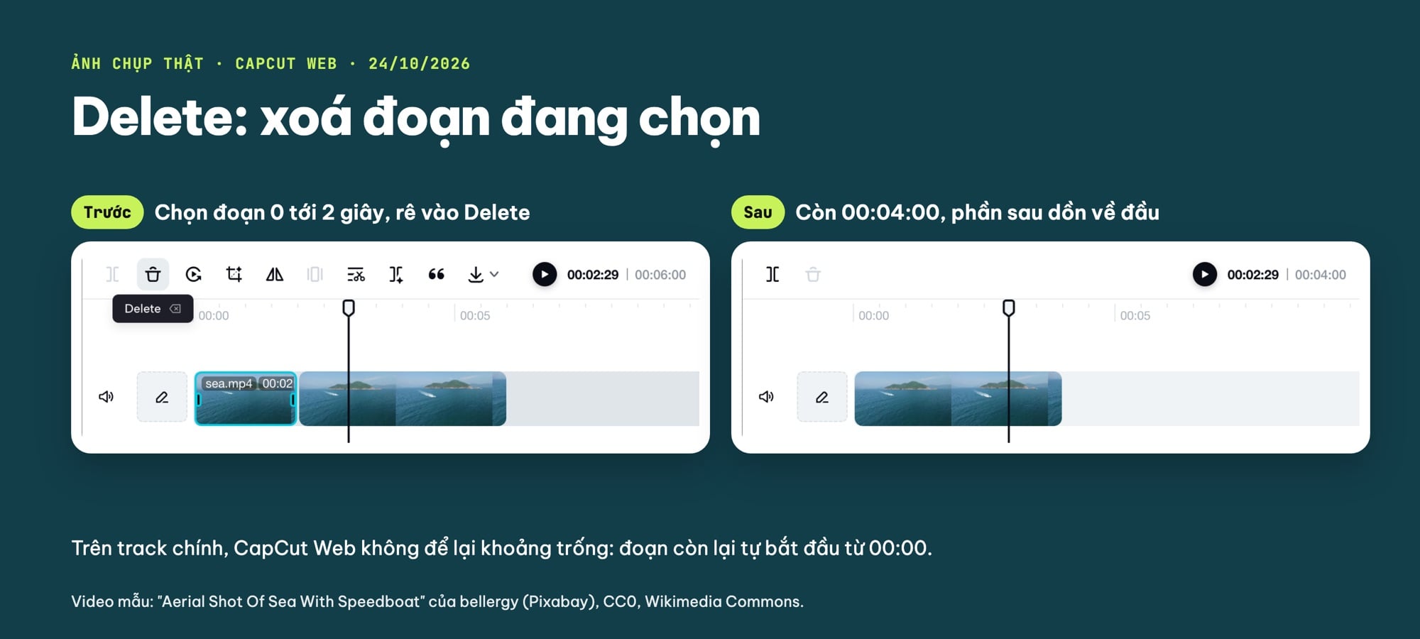 Xoá đoạn video thừa bằng Delete trên CapCut