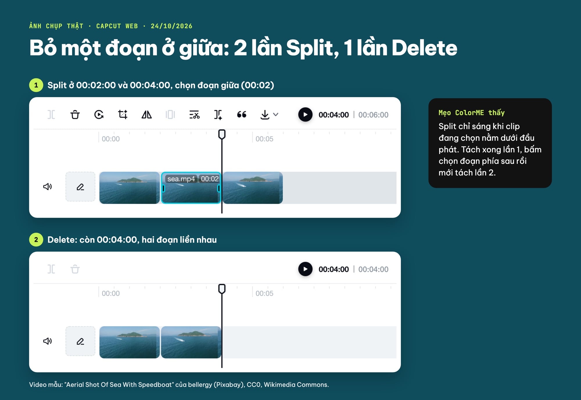 Cắt bỏ một đoạn ở giữa video trên CapCut