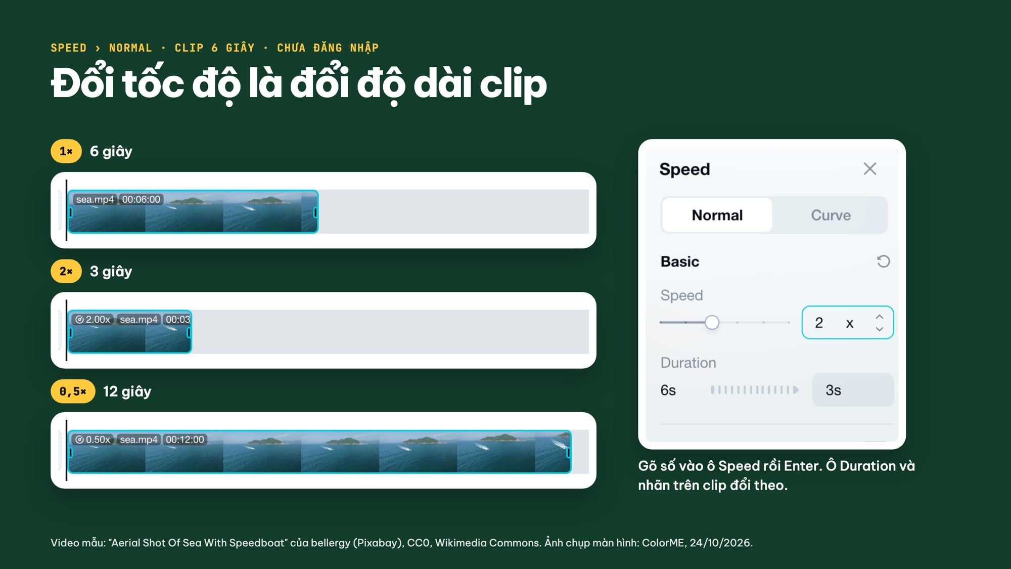 Đổi tốc độ video trong bảng Speed của CapCut Web