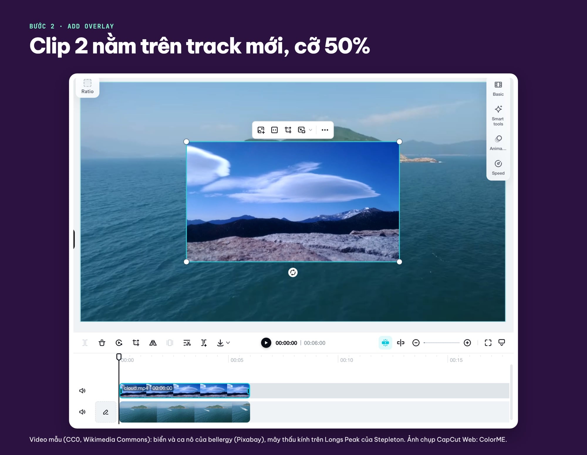 Add overlay clip thứ hai trên CapCut Web