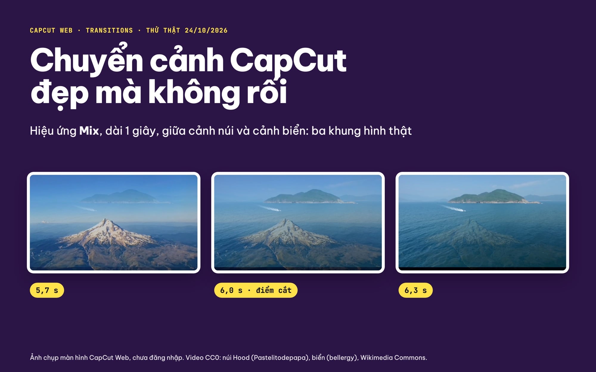 Chuyển cảnh CapCut Mix giữa hai clip, ba khung hình